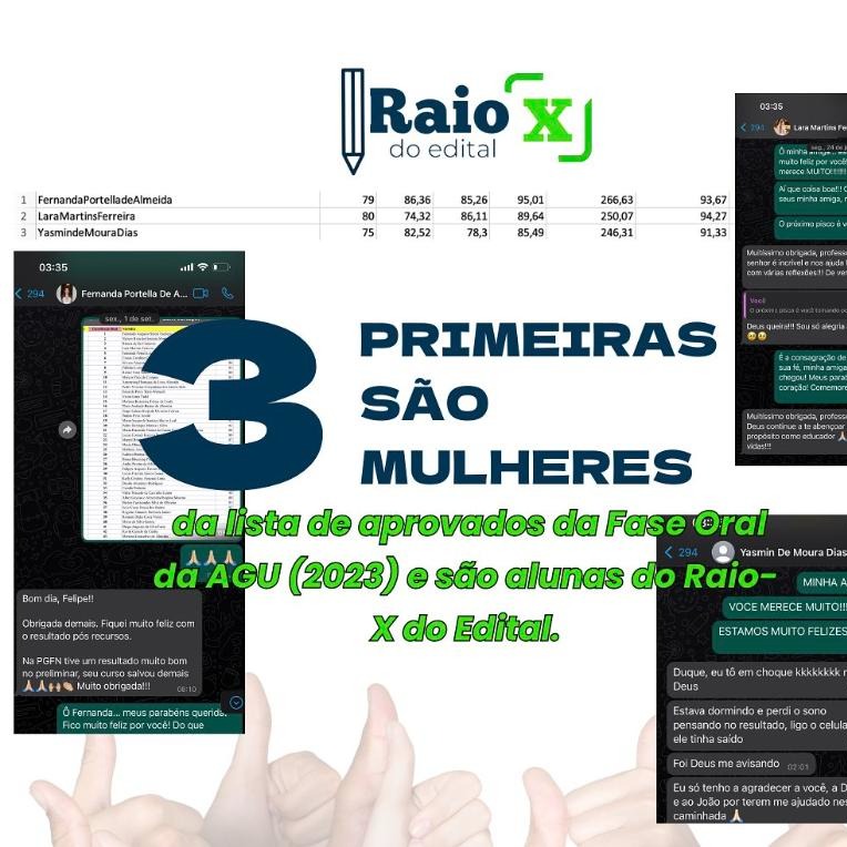 AGU 2023 - as 3 primeiras colocadas da fase oral eram alunas do Raio-X do Edital