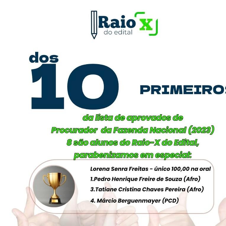 PGFN 2023 - 8 dos 10 primeiros colocados eram alunos do Raio-X do Edital