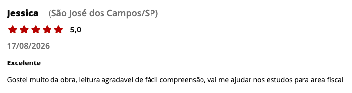 Avaliação de leitor do livro Reforma Tributária Esquematizada, de Felipe Duque, publicada no site da Editora Juspodivm